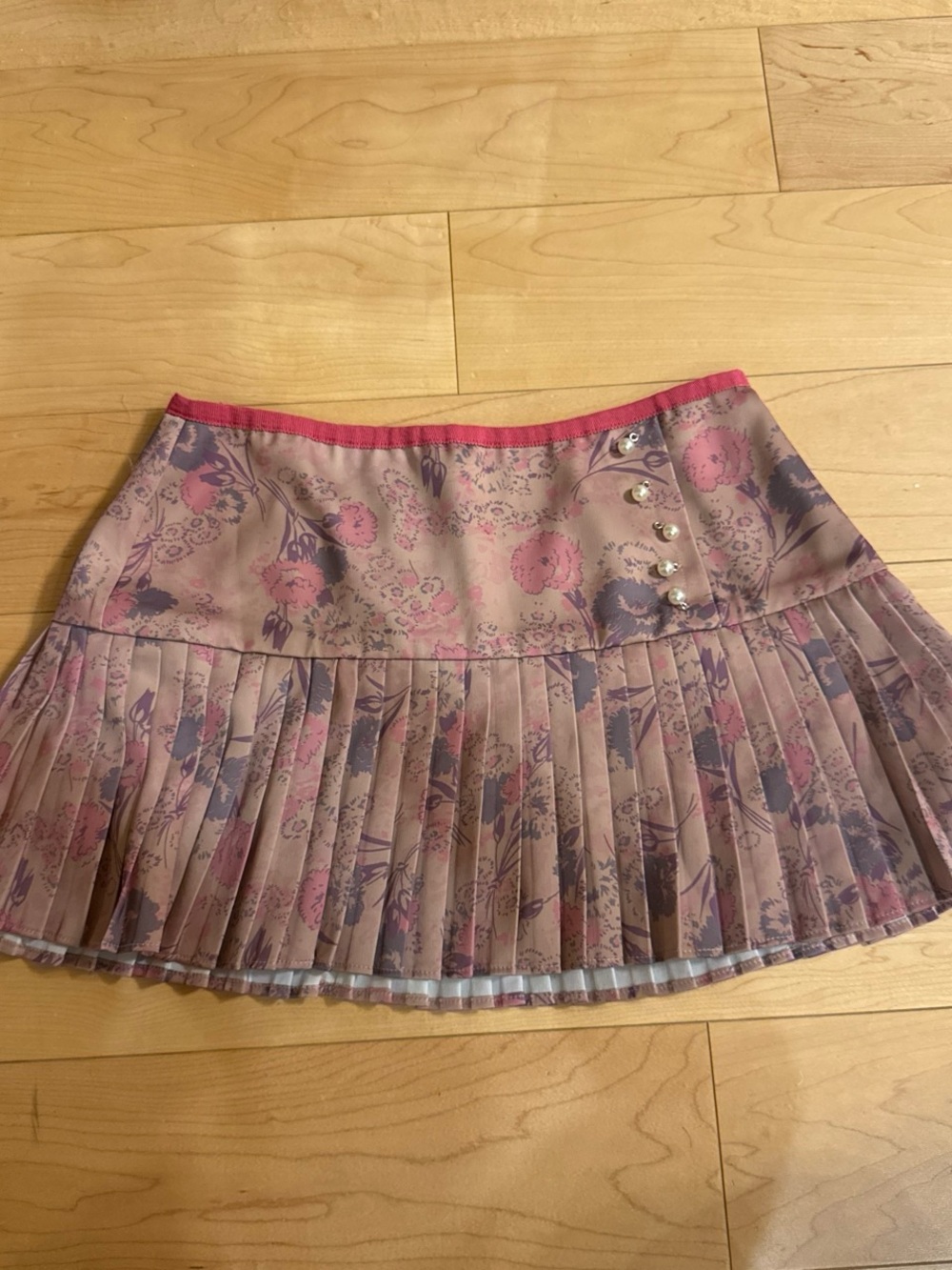 Urban Outfitters Kimchi Blue Pink and Purple Floral Pleated Mini Skirt XS - Picture 6 of 9